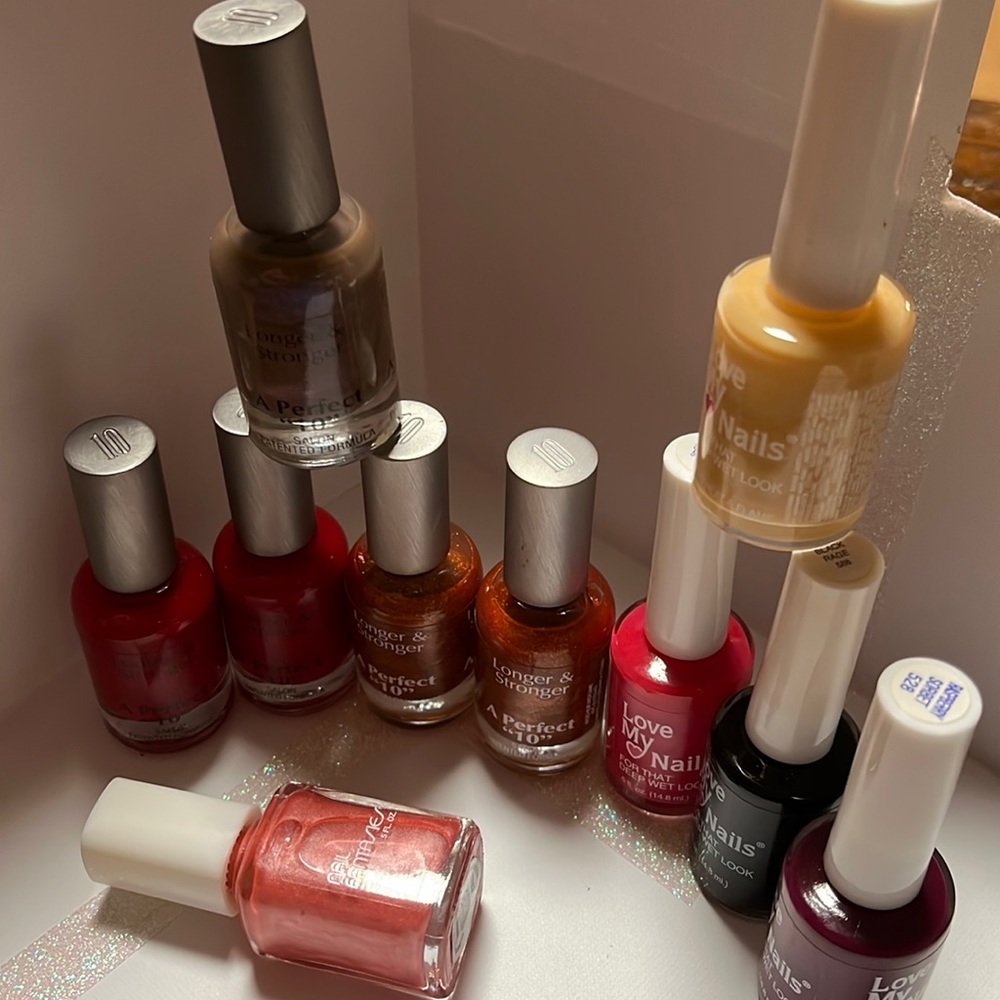 10 pc. Nail polish, new unopened. Various brands